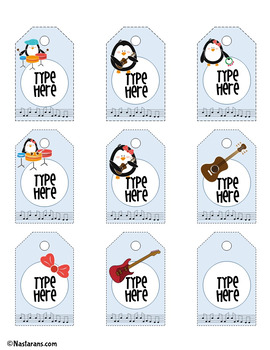 Editable Teacher Appreciation Week Gift Tags  -  Name Tags  -  Music