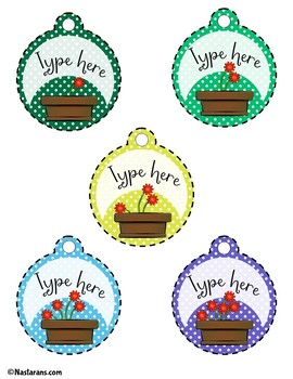 Editable Spring Name Tags Round Labels