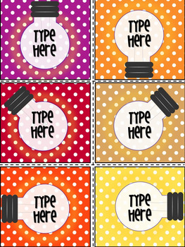 Editable Polka Dot Light Bulb Labels - Printable  Gift Tags