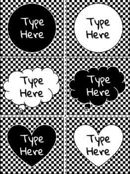 Teacher Toolbox Labels Editable Classroom Supply Tags Black and White Decor