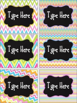 Editable Labels-Bright and Chalkboard Chevron Labels