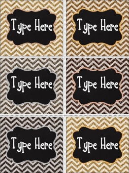 Editable Labels-Glitter Chevron Labels
