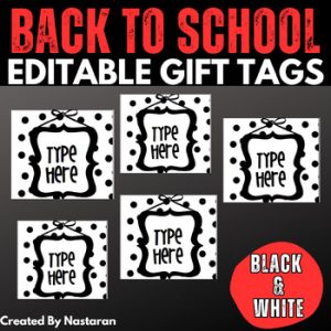 Editable Labels - Black and White Labels Polka Dots And Hanging Frame