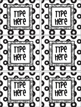 Editable Labels - Black and White Labels Polka Dots And Curly Frame