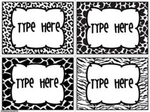 Editable Labels-Black and White Labels -Animal Skin