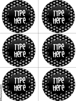 Editable  Circle Labels - Black and White Polka Dots Round