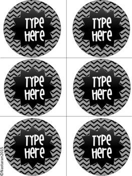Editable Labels-Black and White Labels Chevron
