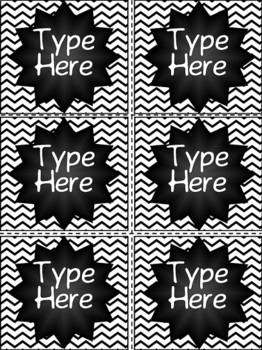 Editable Labels- Black and White Labels Chevron