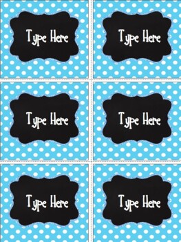 Editable Labels - Chalkboard and Bright Blue Polka Dot