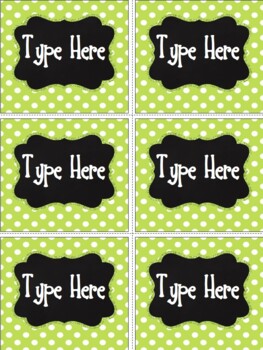 Editable Labels - Chalkboard and Polka Dot Green