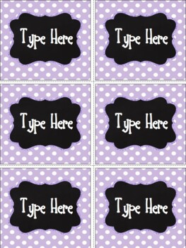 Editable Labels - Chalkboard and Bright Purple Polka Dot