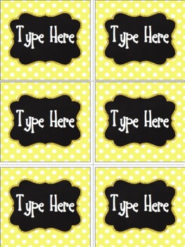 Editable Labels-Chalkboard and Bright Yellow Polka Dot