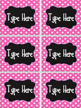 Editable Labels - Chalkboard and Bright Pink Polka Dot