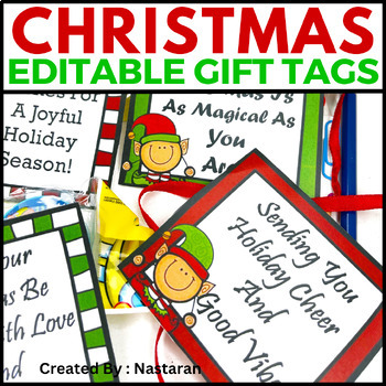 Editable Labels - Christmas and Holiday Gift Tags Printable - Name Tags