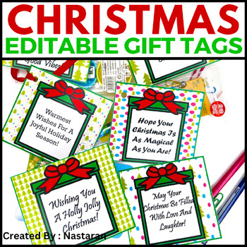 Editable Labels - Christmas Gift Tags Printable - Name Tags