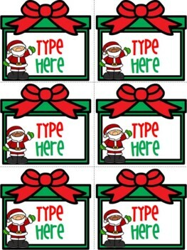 Editable Labels - Christmas Gift Tags With Santa - Name Tags