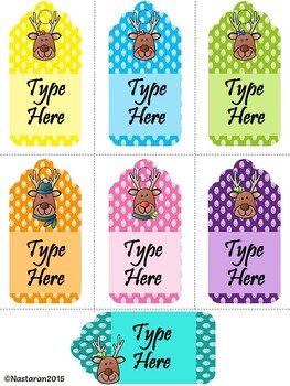Editable Christmas Gift Tags - Wild Reindeer Label - Name Tags