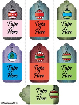 Christmas Ornaments Printable Gift Tag Editable