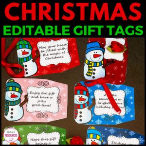 Editable Christmas Gift Tags With Snowman -  Winter Name Tags - Snowflake Labels