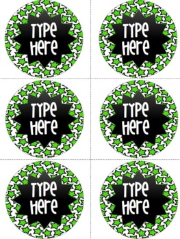 Editable Circle Labels - Green Star Round Printable Labels