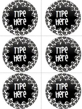Editable Circle Labels Grey Star Round Labels