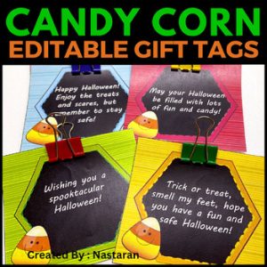 Halloween Gift Tags Editable Candy Corn Labels | Name Tags