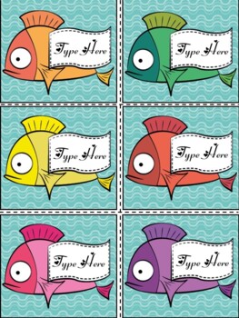 Editable Labels-Swimming Fish Labels
