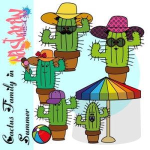 Cactus Clipart - Cactus Family In Summer Clipart