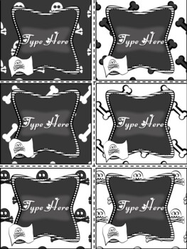 Editable Labels-Black and White Labels Pirate