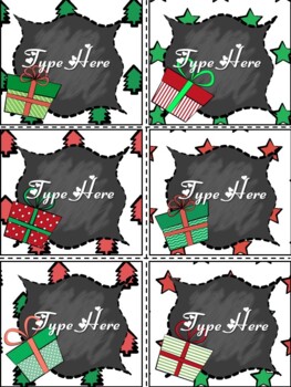 Editable Labels - Chalkboard Christmas Gift Tags  - Name Tags Printable