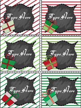 Editable Labels - Chalkboard Christmas Gift Tags  - Name Tags Printable