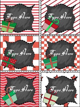 Editable Labels - Chalkboard Christmas Gift Tags  - Name Tags Printable