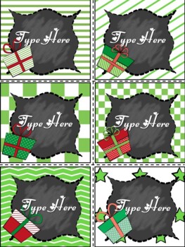 Editable Labels - Chalkboard Christmas Gift Tags  - Name Tags Printable