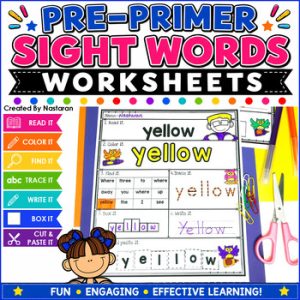 Sight Words Worksheets + Assessment { Pre-Primer }