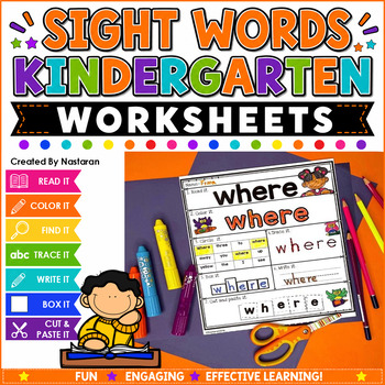Sight Words Worksheets Kindergarten + Assessment