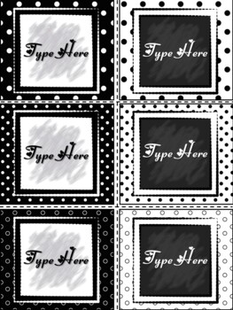 Editable Labels - Black and White Labels Polka Dots