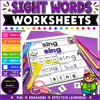 Sight Words second Grade Worksheets + Assessment