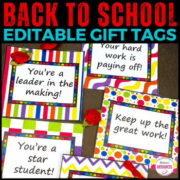 Editable Back To School Gift Tags First Week Of School Labels | Desk Name Tags