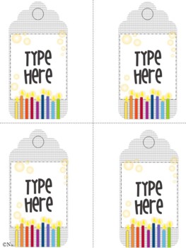 Editable Back To School  Gift Tags - Name Tags  -  Labels Printable - Summer