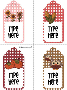 Thanksgiving Gift Tags - Name Tags - Editable Labels