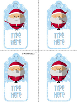 Editable Christmas Gift Tags With Santa - Printable Label