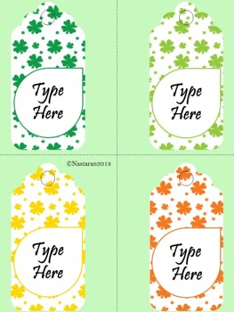 St Patricks Day Gift Tags Editable  Labels Printable Shamrock Name tags