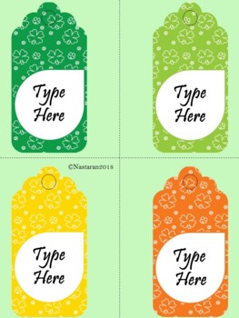 St Patricks Day Gift Tags Editable  Labels Printable Shamrock Name Tags