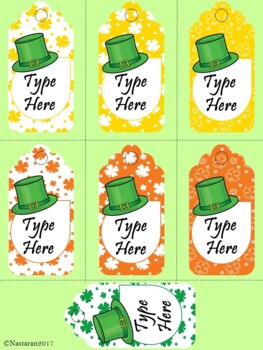 St Patricks Day Gift Tags Editable  Labels Printable Shamrock Name Tags