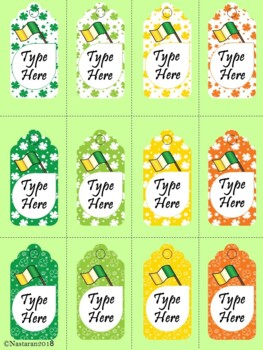 St Patricks Day Gift Tags Editable  Labels Printable Shamrock Name Tags