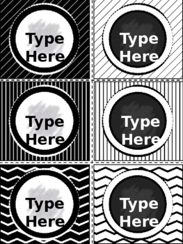 Editable Labels - Black and White Labels