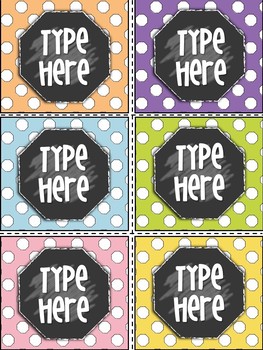 Editable Labels - Polka dot Labels