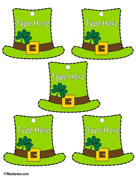 St Patricks Day Gift Tags Editable  Labels Printable Shamrock Name Tags