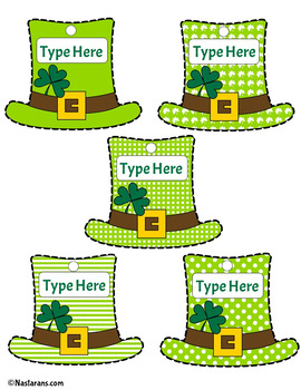 St Patricks Day Gift Tags Editable  Labels Printable Shamrock Name Tags