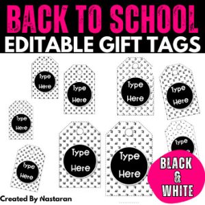 Editable Student Desk Name Tags Black and White Desk Name Plates Welcome Back